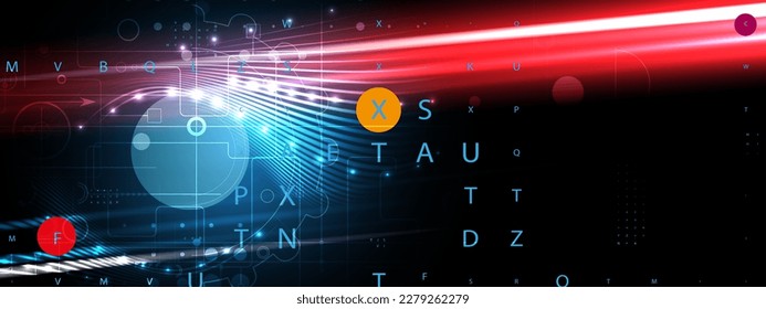 Quantum processing. Deep learning artificial intelligence. Future new technology  for business or science presentation. Vector background