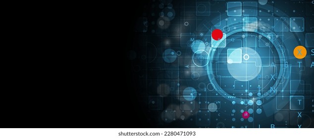 Quantum processing. Deep learning artificial intelligence. Future new technology  for business or science presentation. Vector background