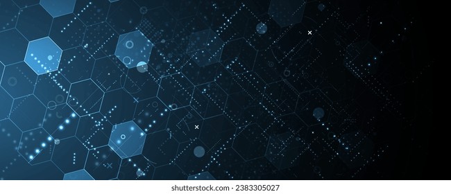 Quantum processing. Deep learning artificial intelligence. Future new technology  for business or science presentation. Vector background