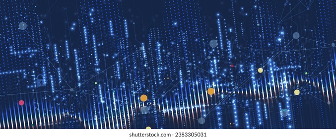 Quantum processing. Deep learning artificial intelligence. Future new technology  for business or science presentation. Vector background