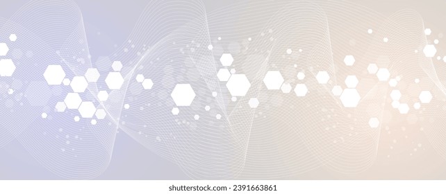 Quantum processing. Deep learning artificial intelligence. Future new technology  for business or science presentation. Vector background, Handmade Vector