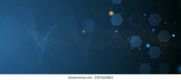 Quantum processing. Deep learning artificial intelligence. Future new technology  for business or science presentation. Vector background, Handmade Vector