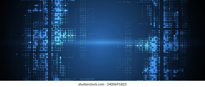 Quantum processing. Deep learning artificial intelligence. Future new technology  for business or science presentation. Vector handmade