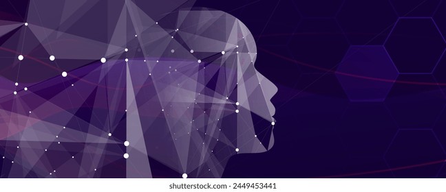 Quantum processing. Deep learning artificial intelligence. Future new technology  for business or science presentation. Vector art background