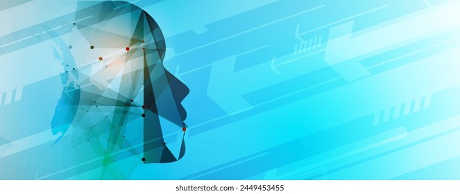 Quantum processing. Deep learning artificial intelligence. Future new technology  for business or science presentation. Vector art background