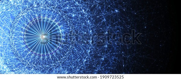 Quantum processing. Deep learning artificial\
intelligence. Future new technology  for business or science\
presentation. Vector\
background