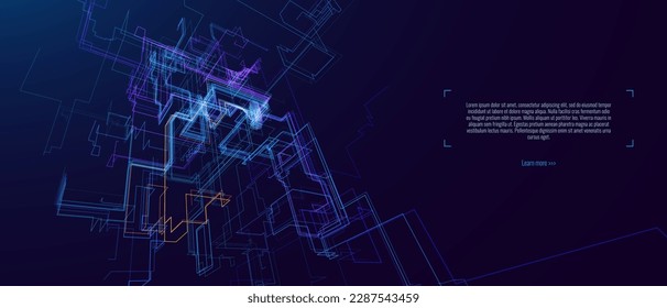 Quantum Processing. Deep Learning Big Data Artificial Intelligence. Future New Technology for Business or Science Presentation. Vector Background.