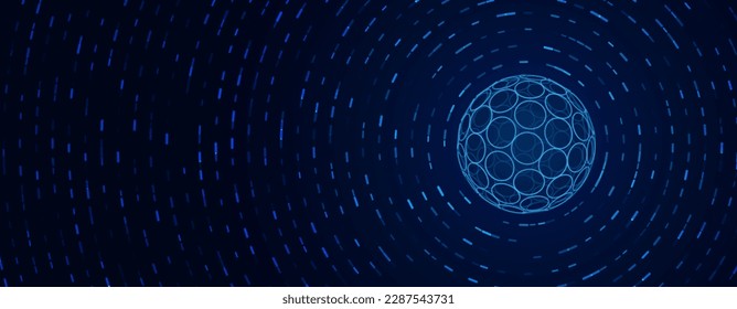Quantum Processing. Deep Learning Big Data Artificial Intelligence. Future New Technology for Business or Science Presentation. Vector Background.