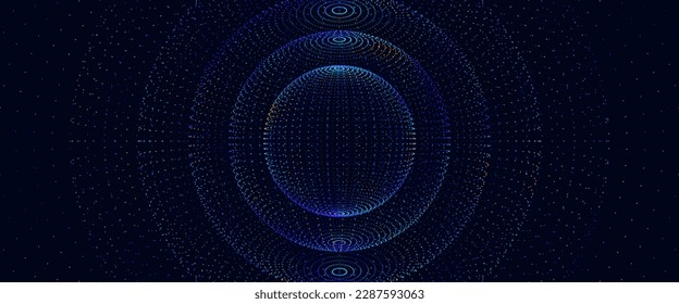 Quantum Processing. Deep Learning Big Data Artificial Intelligence. Future New Technology for Business or Science Presentation. Vector Background.