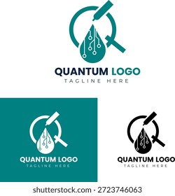 Quantum Research Logo Design with Circuit Droplet and Abstract Q Shape for Technology Lab