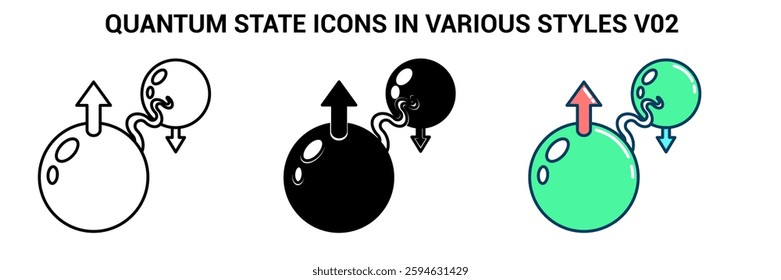 Quantum State icon represented by Quantum State symbol Line, Filled, Color style.