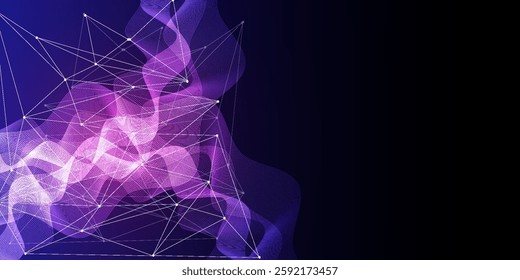 Quantum technology abstract blue background. Ai big data vector illustration