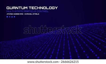Quantum technology background with multi-state particle control. Science vector illustration for big data and cyberspace.