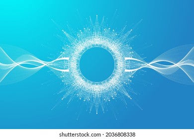 Quantum Technology Concept. Sphere Explosion Background. Deep Learning Artificial Intelligence. Big Data Algorithms Visualization Quantum Explosion Vector Illustration.