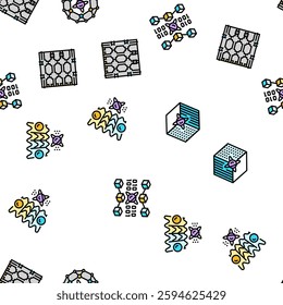 quantum technology data science vector seamless pattern thin line illustration