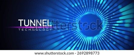 Quantum tunnel with abstract portal and matrix for network background. Geometric circuit and algorithm for software design. AI data and mesh for digital texture grid.