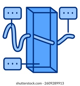 Quantum Tunneling icon represented by waves penetrate object Blue style.