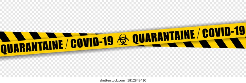Quarantaine covid-19, Covid-19 quarantine in french. Safety tape vector