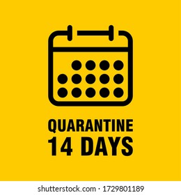 Quarantine 14 Days Calendar Icon. Vector Image.