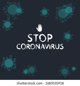 quarantine alert, vector lettering - Stop Coronavirus
