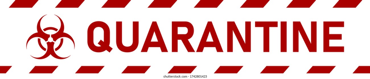Quarantine Biohazard Symbol Seamless Repeating Security Stripe Tape Icon with an Aspect Ratio of 5:1. Vector Image.