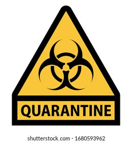 Quarantine biohazard warning sign triangular yellow black