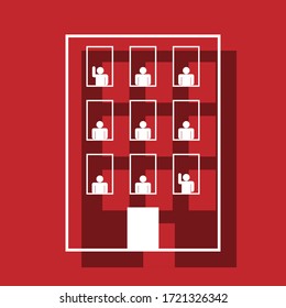 quarantine building color background vector icon