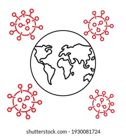 Quarantine caution. Coronavirus lockdown. Lockdown icons. Coronavirus icon. Global pandemic. Isolated vector icon. Vector quarantine caution icon. Pandemic risk. Coronavirus protection. EPS 10