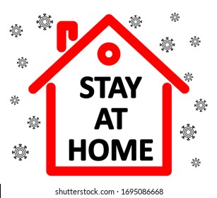 Quarantine concept. Stay at home. Coronavirus outside, 2019-nCov, Covid-19.