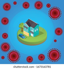 Quarantine coronavirus. Stay safe at home and protect against COVID-19.EPS 10