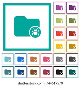 Quarantine directory flat color icons with quadrant frames on white background