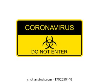 La cuarentena no entra en el área de signos. Mensaje de advertencia de Coronavirus. Símbolo epidémico Covid-19. Borde de cautela amarillo y negro. Detengan la ilustración pandémica. Vector EPS 10.