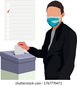 quarantine elections political election man makes his choice voting form vector