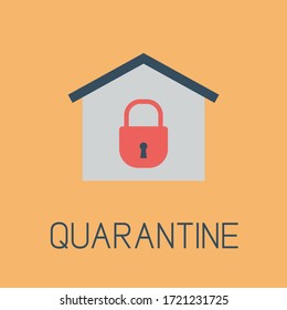 Quarantine flat icon. Stay at home. Vector illustration. Lock icon.