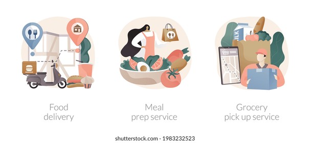 Quarantine Food Essentials Supply Abstract Concept Vector Illustrations.