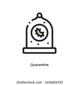 Quarantine of germs, pathogenic bacteria, or viruses flat vector icon for science research apps and websites, black outlined icon on white background