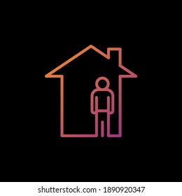 quarantine gradient outline Icon. corona virus vector illustration on black background