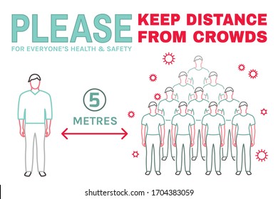 Quarantine horizontal poster. Virus pandemic disease behavior. Stop covid19. Medical infographic. Social distancing in public. Stay away. Editable vector illustration isolated on a white background.