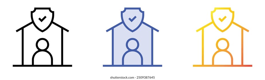 icono de cuarentena. Lineal, relleno azul y diseño de estilo degradado aislado sobre fondo blanco