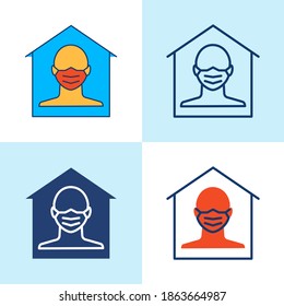 Quarantine icon set in line style. Stay home symbol. Vector illustration.