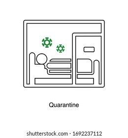 Quarantine icon vector on white background. Black icon illustration