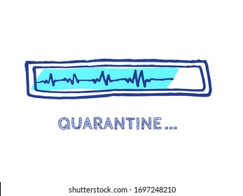 Quarantine Illustration. Infographic Element with 90% Complete Indicator. The End of Coronavirus Progress Bar Status.  Website Sketch Bar with Adjustable Fill Part. COVID-19 Vector Hand Drawn Loader.