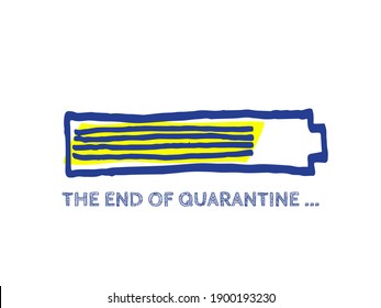 Quarantine Illustration. Infographic Element with 90% Complete Indicator. Website Sketch Bar with Adjustable Fill Part. The End of Coronavirus Progress Bar Status.  COVID-19 Vector Hand Drawn Loader.