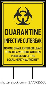 Quarantine Infective Outbreak Social Awareness COVID 19 Vector Yard Sign Design Template. Pandemic Novel Corona Virus 2020.