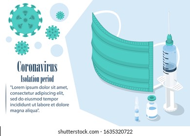 Quarantine landing page. Template danger of coronavirus. Medical precaution concept. Vector illustration flat design. Abstract background. Chinese coronavirus outbreak. Novel coronavirus 2019-nCoV.