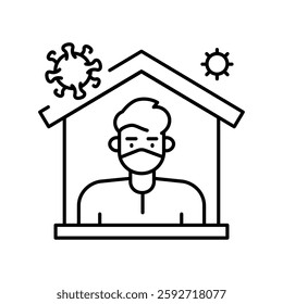 Quarantine line icon. Vector isolated element. Editable stroke.