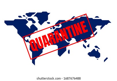 Quarantine Map global planet earth point virus dissemination, black background. Vector illustration