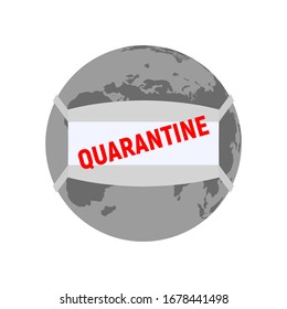 Quarantine on planet earth in a medical protective antimicrobial mask. NCOV-19 Coronavirus pandemic