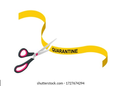 Quarantine is over, coronavirus is finish. Lockdown end inscription, Coronavirus Quarantine End, Pandemic Over isometric concept