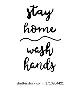 Quarantine positive doodle icons, home elements. Vector hand drawn lettering about coronavirus, Covid-19, Stay Home, work in home. Pandemic protection.  Isolated on white background.